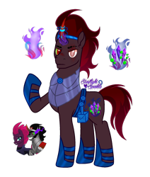 Size: 1299x1533 | Tagged: safe, artist:gloriaartist, artist:starflightsparkleyt, imported from derpibooru, king sombra, tempest shadow, oc, pony, unicorn, armor, male, offspring, parent:king sombra, parent:tempest shadow, parents:sombrest, stallion