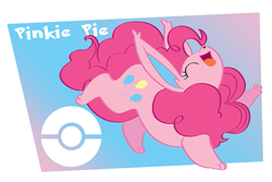 Size: 599x400 | Tagged: safe, artist:toyoll, imported from derpibooru, pinkie pie, flareon, cute, diapinkes, eyes closed, female, open mouth, pokefied, pokémon, smiling, solo, species swap