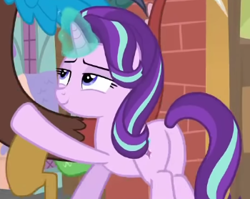 Size: 350x278 | Tagged: safe, imported from derpibooru, screencap, discord, starlight glimmer, a matter of principals, butt, cropped, glimmer glutes, plot