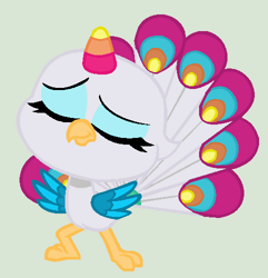 Size: 482x500 | Tagged: safe, artist:midnightiullisions, imported from derpibooru, bird, peacock, my little pony: pony life, spoiler:pony life s02e12, back to the present, base, eyes closed, eyeshadow, female, g4.5, gray background, makeup, pony life, simple background, solo, sugar snap