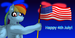 Size: 1662x854 | Tagged: safe, artist:alexeigribanov, imported from derpibooru, rainbow dash, anthro, pegasus, pony, .mov, swag.mov, 4th of july, american flag, female, fireworkds, fireworks, flag, gigadash, holiday, muscles, pony.mov, solo, united states