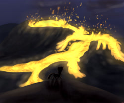 Size: 4200x3500 | Tagged: safe, alternate version, artist:littlenaughtypony, imported from derpibooru, eruption, fagradalsfjall, iceland, lava, smoke, volcano