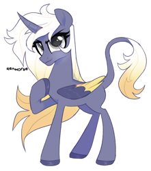 Size: 1280x1447 | Tagged: safe, artist:renhorse, imported from derpibooru, oc, oc only, oc:night mary, alicorn, pony, female, mare, simple background, solo, transparent background, two toned wings, wings