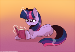 Size: 2000x1400 | Tagged: safe, artist:saturdaymorningproj, imported from derpibooru, twilight sparkle, pony, unicorn, book, reading, simple background, solo, unicorn twilight