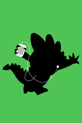 Size: 640x960 | Tagged: safe, artist:norbi9696, imported from derpibooru, spike, dragon, earbuds, green background, ipod, ipod ad spoof, male, silhouette, simple background, solo