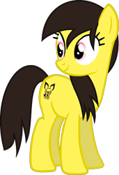 Size: 666x973 | Tagged: safe, artist:pegasski, imported from derpibooru, oc, oc only, earth pony, pony, base used, earth pony oc, eyelashes, female, looking back, mare, simple background, smiling, solo, transparent background