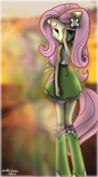 Size: 2496x4489 | Tagged: safe, artist:lincolnbrewsterfan, derpibooru exclusive, imported from derpibooru, fluttershy, equestria girls, .svg available, backpack, blurry, blurry background, boots, butterfly hairpin, clothes, droste effect, eqg promo pose set, eyeshadow, hair tie, hairpin, hand, hiding face, high heel boots, high socks, inkscape, inspired by a song, inspired by another artist, lens flare, lidded eyes, long hair, looking at you, makeup, miserable, ponied up, pony ears, raised hand, recursion, road, sad, sad face, shading, shirt, shoes, signature, skirt, solo, song in the description, summer, sunset, svg, tanktop, vector, wallpaper, wings