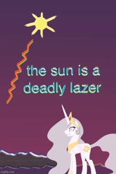 Size: 500x749 | Tagged: safe, imported from derpibooru, princess celestia, princess molestia, bill wurtz, meme, obligatory pony, the sun is a deadly laser, trollestia