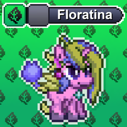 Size: 1024x1024 | Tagged: safe, artist:tony yotes, artist:yotes games, artist:yotesmark, imported from derpibooru, oc, oc only, oc:floratina, breezie, pony, unicorn, battle gem ponies, eeveelution, flower, pixel art, pokémon, ponymon, solo