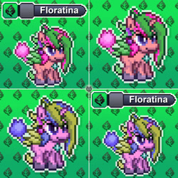 Size: 1280x1280 | Tagged: safe, artist:tony yotes, artist:yotes games, artist:yotesmark, imported from derpibooru, oc, oc only, oc:floratina, fairy, leafeon, pony, unicorn, battle gem ponies, eeveelution, flower, pixel art, pokémon, ponymon, solo