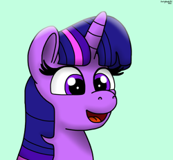 Size: 1882x1739 | Tagged: safe, artist:darkyboode32, imported from derpibooru, twilight sparkle, alicorn, pony, bust, female, happy, open mouth, open smile, simple background, smiling, solo