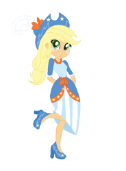 Size: 511x695 | Tagged: safe, artist:andy213yt, artist:cookiechans2, imported from derpibooru, applejack, equestria girls, magical mystery cure, base used, clothes, cowboy hat, dress, hat, high heels, jewelry, necklace, shoes, simple background, solo, white background