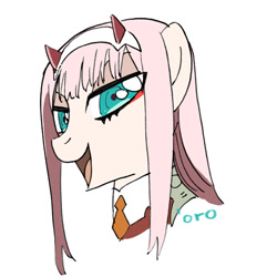 Size: 500x500 | Tagged: safe, artist:yuyanshu, imported from derpibooru, pony, darling in the franxx, ponified, zero two (darling in the franxx)