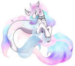 Size: 1920x1699 | Tagged: safe, artist:oneiria-fylakas, imported from derpibooru, oc, oc only, oc:elena nebula, pony, seapony (g4), unicorn, colored pupils, dorsal fin, eyes closed, female, fins, fish tail, flowing tail, horn, jewelry, necklace, seaponified, simple background, solo, species swap, tail, transparent background, unshorn fetlocks