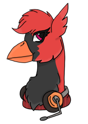 Size: 1705x2406 | Tagged: safe, artist:agdapl, imported from derpibooru, griffon, bust, crossover, female, griffonized, headset, rule 63, scount, simple background, smiling, solo, species swap, team fortress 2, transparent background