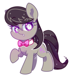 Size: 821x854 | Tagged: safe, artist:yokokinawa, imported from derpibooru, octavia melody, oc, earth pony, pony, bowtie, chibi, earth pony oc, female, lidded eyes, mare, necktie, open mouth, raised hoof, simple background, solo, white background, white pupils