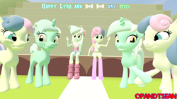 Size: 3840x2160 | Tagged: safe, artist:optimussparkle, imported from derpibooru, bon bon, lyra heartstrings, sweetie drops, alicorn, earth pony, equestria girls, 3d, female, high res, lesbian, lesbian couple, lyra and bon bon day, lyrabon, older bon bon, older lyra heartstrings, self ponidox, shipping, source filmmaker