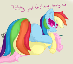 Size: 2057x1790 | Tagged: safe, artist:vinca, imported from derpibooru, fluttershy, rainbow dash, pegasus, pony, ..., female, from behind, lying down, lying on top of someone, mare, solo