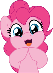 Size: 3650x5000 | Tagged: safe, artist:jhayarr23, imported from derpibooru, part of a set, pinkie pie, earth pony, pony, :3, commission, cute, daaaaaaaaaaaw, diapinkes, female, goody greeting meme, high res, hooves together, looking at you, mare, nya, open mouth, open smile, ponk, simple background, smiling, smiling at you, solo, starry eyes, transparent background, vector, wingding eyes, ych result