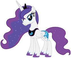 Size: 1920x1565 | Tagged: safe, artist:confrank01, edit, imported from derpibooru, vector edit, princess luna, rarity, alicorn, pony, ponyar fusion, crown, female, fusion, jewelry, mare, palette swap, recolor, regalia, simple background, smiling, tabitha st. germain, transparent background, vector, voice actor joke