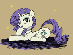 Size: 1600x1200 | Tagged: safe, artist:baigak, imported from derpibooru, rarity, pony, unicorn, female, looking at you, lying down, mare, prone, smiling, solo, sparkles, sparkly eyes, wingding eyes