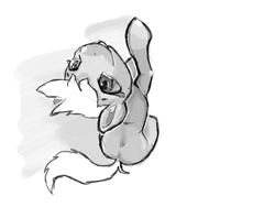Size: 1600x1200 | Tagged: safe, artist:untiltheballoons, imported from derpibooru, oc, oc only, earth pony, :p, crying, monochrome, tongue out