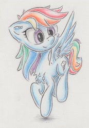Size: 2867x4132 | Tagged: safe, artist:itchystomach, imported from derpibooru, rainbow dash, pegasus, pony, pencil drawing, solo, traditional art