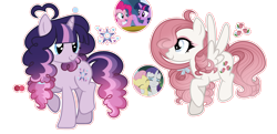 Size: 4561x2209 | Tagged: safe, artist:xxcheerupxxx, imported from derpibooru, fluttershy, pinkie pie, rarity, twilight sparkle, oc, pegasus, pony, unicorn, base used, female, magical lesbian spawn, mare, offspring, parent:fluttershy, parent:pinkie pie, parent:rarity, parent:twilight sparkle, parents:flarity, parents:twinkie