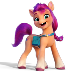 Size: 576x615 | Tagged: safe, imported from derpibooru, sunny starscout, earth pony, pony, female, fluttershy's cutie mark, g5, looking at you, mare, official, rainbow dash's cutie mark, simple background, solo, transparent background, twilight sparkle's cutie mark