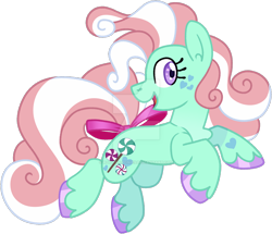 Size: 1280x1101 | Tagged: safe, artist:rohans-ponies, imported from derpibooru, minty, pony, bow, deviantart watermark, g3, g3 to g4, g4, generation leap, obtrusive watermark, simple background, solo, tail bow, transparent background, watermark