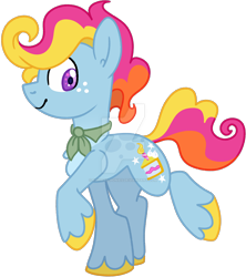 Size: 1600x1803 | Tagged: safe, artist:rohans-ponies, imported from derpibooru, party cake, pony, deviantart watermark, g3, g3 to g4, g4, generation leap, obtrusive watermark, simple background, solo, transparent background, watermark