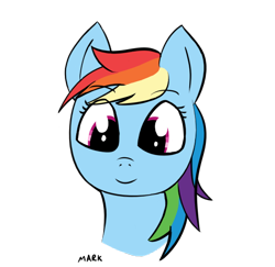 Size: 556x541 | Tagged: safe, artist:mark_ml, imported from ponybooru, rainbow dash, pegasus, pony, bust, colored, cute, female, females only, happy, head, looking at you, portrait, puppy dog eyes, simple background, smiling, smiling at you, solo, transparent background