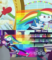 Size: 1533x1760 | Tagged: safe, edit, imported from derpibooru, screencap, rainbow dash, zephyr breeze, equestria girls, equestria girls series, holidays unwrapped, spoiler:eqg series (season 2), camera, clothes, comparison, converse, dashing through the mall, duo, female, geode of super speed, gotta go fast, great moments in animation, magical geodes, male, shoes, smear frame, wrong aspect ratio