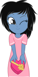 Size: 867x1750 | Tagged: safe, artist:muhammad yunus, artist:tanahgrogot, imported from derpibooru, oc, oc only, oc:siti shafiyyah, equestria girls, black hair, clothes, cute, equestria girls-ified, female, heart, indonesia, looking at you, ocbetes, one eye closed, present, simple background, smiling, smiling at you, solo, transparent background, wink