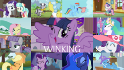 Size: 1280x720 | Tagged: safe, edit, edited screencap, editor:quoterific, imported from derpibooru, screencap, applejack, coco pommel, doctor fauna, fancypants, fluttershy, maud pie, princess celestia, princess luna, rainbow dash, rarity, starlight glimmer, sweetie belle, trixie, twilight sparkle, zecora, alicorn, bird, earth pony, pegasus, pony, unicorn, zebra, a horse shoe-in, celestial advice, friendship is magic, made in manehattan, no second prances, on your marks, season 1, season 2, season 3, season 4, season 5, season 6, season 7, season 9, she talks to angel, sleepless in ponyville, sweet and elite, the gift of the maud pie, the mysterious mare do well, three's a crowd, winter wrap up, spoiler:s09, applejack's hat, cape, clothes, clubhouse, cocobetes, cowboy hat, crown, crusaders clubhouse, cute, cutelestia, dashabetes, diasweetes, diatrixes, female, filly, glimmerbetes, hat, jackabetes, jewelry, looking at you, lunabetes, male, mare, offscreen character, one eye closed, open mouth, raribetes, regalia, school of friendship, shyabetes, spoiler alert, stallion, trixie's cape, trixie's hat, twiabetes, twilight sparkle (alicorn), wink, winking at you, zecorable