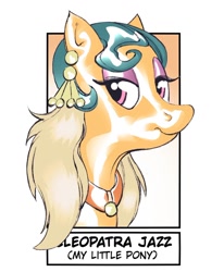 Size: 1080x1311 | Tagged: safe, alternate version, artist:davyjaearts, imported from derpibooru, cleopatra jazz, earth pony, pony, bust, ear piercing, eyelashes, female, jewelry, mare, necklace, piercing, smiling, solo