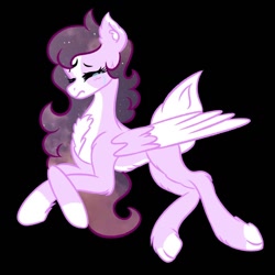 Size: 800x800 | Tagged: safe, artist:droopihorn, imported from derpibooru, oc, oc only, oc:lullaby, pegasus, pony, black background, chest fluff, ear fluff, ethereal mane, eyelashes, eyes closed, female, mare, pegasus oc, simple background, solo, starry mane, two toned wings, wings