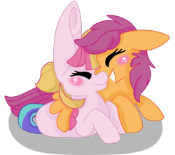 Size: 792x700 | Tagged: safe, artist:l00giedoogie, imported from derpibooru, scootaloo, toola roola, pony, big ears, female, lesbian, older, simple background, toolaloo, transparent background