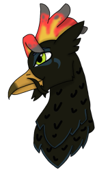 Size: 495x768 | Tagged: safe, alternate version, artist:agdapl, imported from derpibooru, griffon, bust, colored, crossover, griffonized, male, pyro, simple background, smiling, solo, species swap, team fortress 2, transparent background