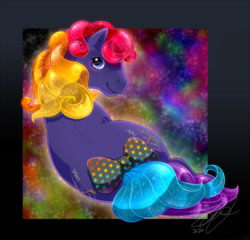 Size: 1000x960 | Tagged: safe, artist:conphettey, imported from derpibooru, abstract background, bow, cute, g1, lite brite, peggy mane, peggybetes, tail bow