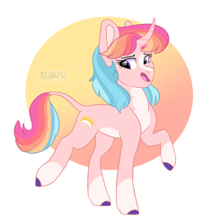 Size: 1850x1956 | Tagged: safe, artist:moccabliss, imported from derpibooru, oc, oc only, oc:sunfall, pony, unicorn, curved horn, female, horn, leonine tail, mare, solo