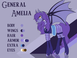 Size: 1280x960 | Tagged: safe, artist:asklevee, imported from derpibooru, oc, oc only, oc:amelia, oc:amelia valkyria, bat pony, pony, armor, ask the lunar general, reference sheet, solo