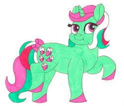 Size: 1024x875 | Tagged: safe, artist:thepegasuseffect, imported from derpibooru, fizzy, bow, g1, simple background, tail bow, twinkle-less eyes, white background, younger
