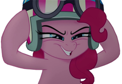 Size: 1280x884 | Tagged: safe, artist:benpictures1, edit, edited screencap, imported from derpibooru, screencap, pinkie pie, earth pony, pony, my little pony: the movie, background removed, cute, diapinkes, excited, female, goggles, helmet, mare, oh boy here we go, reaction image, simple background, solo, transparent background