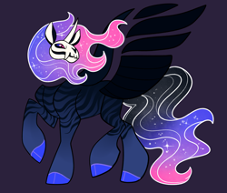 Size: 2600x2200 | Tagged: safe, artist:loryska, imported from derpibooru, oc, oc only, hybrid, pony, high res, offspring, parent:pony of shadows, parent:twilight sparkle, simple background, solo