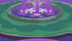 Size: 1280x720 | Tagged: safe, imported from derpibooru, screencap, student counsel, background, fountain, night, no pony, scenic ponyville, school of friendship