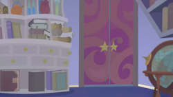 Size: 1280x720 | Tagged: safe, imported from derpibooru, screencap, student counsel, background, book, door, globe, liminal space, no pony, scenic ponyville, starlight's office