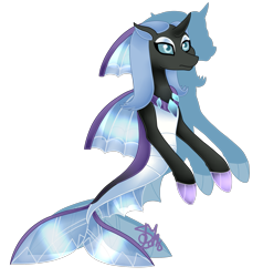 Size: 1903x1999 | Tagged: safe, artist:spokenmind93, imported from derpibooru, oc, oc only, changedling, changeling, hybrid, pony, seapony (g4), adoptable, blue changeling, double colored changeling, female, fish tail, legendary pokémon, lidded eyes, pokémon, ponified, ponymon, purple changeling, simple background, solo, tapu fini, transparent background