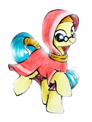 Size: 2378x3150 | Tagged: safe, artist:liaaqila, imported from derpibooru, desert flower, earth pony, pony, clothes, female, high res, hijab, mare, simple background, smiling, solo, somnambula resident, traditional art