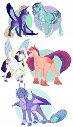 Size: 1280x2228 | Tagged: safe, artist:sodafalls, imported from derpibooru, oc, oc only, oc:carina, oc:gustnado, oc:lillium, oc:luminous blue, oc:mauve storm, alicorn, pegasus, pony, unicorn, butt, female, magical lesbian spawn, male, mare, offspring, parent:flash sentry, parent:rainbow dash, parent:soarin', parent:twilight sparkle, parents:flashlight, parents:soarindash, parents:twidash, plot, stallion